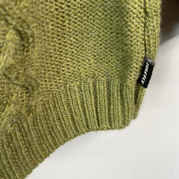 FIREFLY Wool Blend Cable-Knit Hooded Cardigan Sweater Cream Olive Green Ombre M - Picture 6 of 11